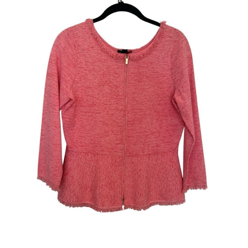 Carlisle 2-way Zipper Cardigan Size Small Peach Fringe Trim